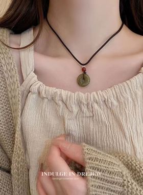 平安扣吊坠编织绳项链女新中式复古民族风轻奢小众