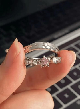 星星简约情侣戒指女可爱百搭食指戒指环小众设计ins百搭可调节