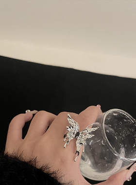 液态小众设计高级感蝴蝶戒指ins网红冷淡风食指戒时尚个开口戒