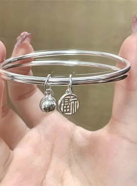 双环福牌铃铛镯女轻奢高级感新款手环送女友礼物