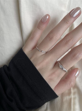迟慢慢  肌理锆石戒指女小众设计高级感食指戒轻奢气质叠戴指环女
