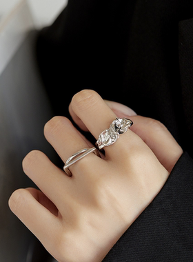 独特高级感戒指女轻奢设计食指戒2025新款爆款指环开口可调节手饰