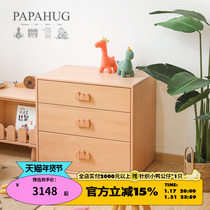 PAPAHUG | original design full solid wood drawer clothing combination containing bedroom original children room triple bucket cabinet