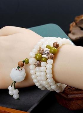 2026天然白玉菩提根108颗佛珠手串项链星月菩提子多圈手链男女款