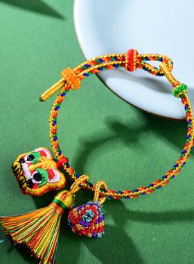 2026新款艾草虎头可调节端午节五彩绳手链女宝宝手工编织粽子手绳