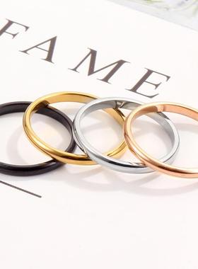 2026简约钛钢素圈小指环光圈戒指极简风超小食指不锈钢戒指指环饰