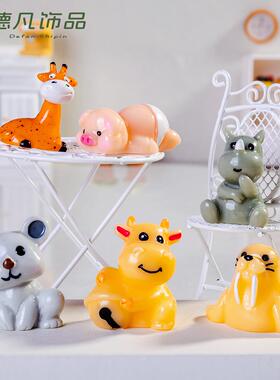 2026跨境实色动物系列树脂工艺品客厅摆件家居装饰创意微景观萌粒