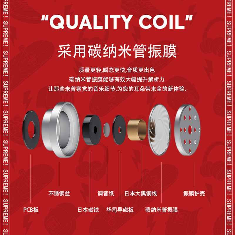 真无线耳机潮牌supreme苹果华为 骨传感蓝牙耳机