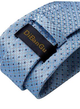 Luxury Blue Plaid Dot Silk Ties For Men Solid Wedding Access