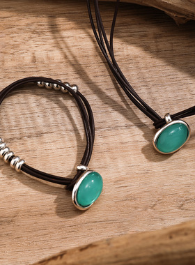 欧美跨境民族风松石双层韩国绒项