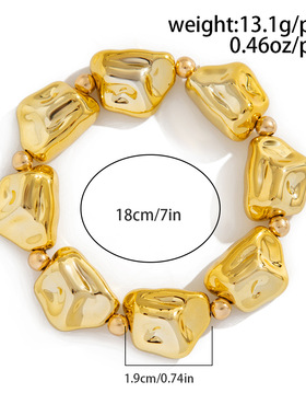 欧美跨境夸张ins金属质感宽面手