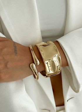 欧美跨境ins风液态金属褶皱手镯B