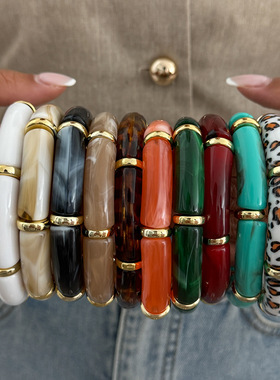 欧美跨境时尚ins风晕染树脂弯管