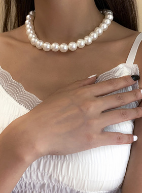 气质巴洛克风仿珍珠锁骨项链女欧