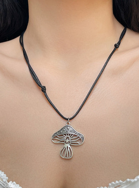 欧美跨境民族风金属蘑菇皮蜡线项