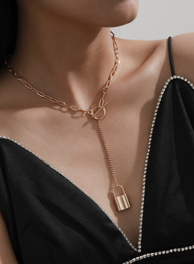 欧美跨境饰品时尚金属圆环锁形吊