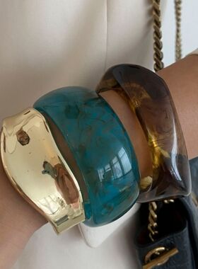 欧美跨境时尚晕染彩色宽面手镯女