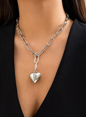 欧美跨境甜酷风爱心吊坠necklace