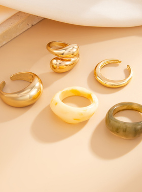 欧美跨境ins金属光面水滴戒指套