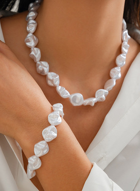 欧美跨境巴洛克仿珍珠串珠锁骨项