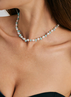 欧美跨境波西米亚不规则碎石项链