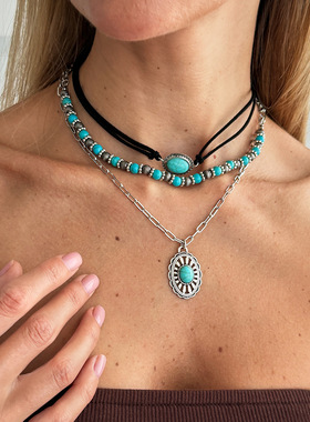 欧美跨境民族风仿松石串珠牛头吊