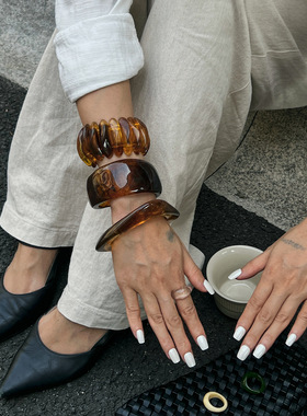 欧美跨境ins冰透晕染琥珀色亚克