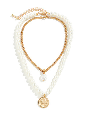 欧美跨境饰品百搭浮雕吊坠几何项