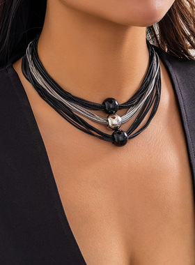 欧美跨境饰品夸张金属圆球吊坠项