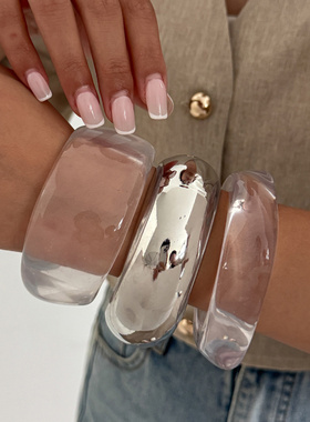 欧美跨境时尚ins风透明亚克力宽