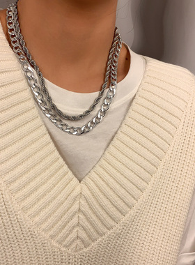 欧美跨境饰品嘻哈复古粗链条男女