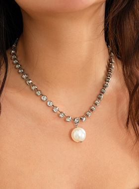 欧美跨境哥特风仿珍珠多层颈链锁