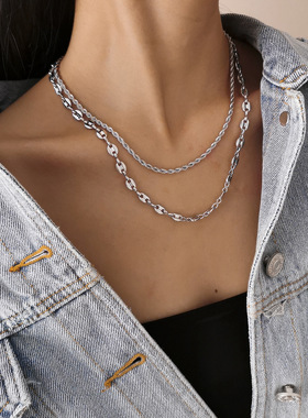 欧美跨境饰品个性镂空猪鼻子扣项