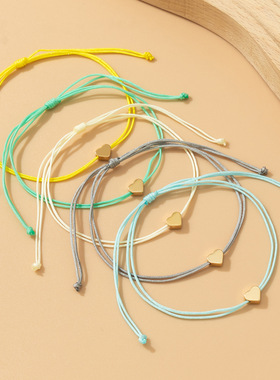 欧美跨境饰品简约抽拉小爱心多件