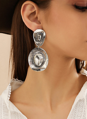 欧美跨境复古松石帽子项链女Necklace个性民族风金属弯管绒布项饰