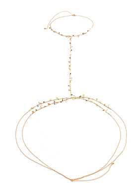 欧美项饰配饰性感星月蝴蝶颈链腰链一体链性感流苏链条身体链女