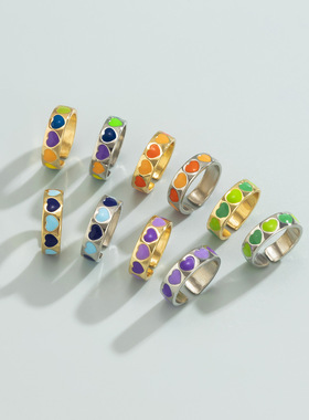 欧美跨境饰品甜酷马卡龙色滴油桃