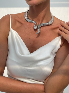 欧美跨境设计感夸张金属蛇形弹簧