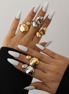 欧美跨境ins风液态金属褶皱开口