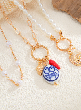 欧美跨境ins风蝴蝶结海星海螺项