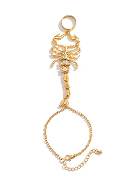 欧美跨境饰品 个性微镶蝎子立体连指手链女 甜酷辣妹单只金属手饰