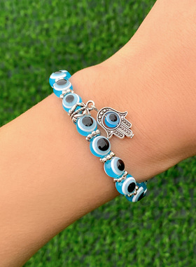 欧美跨境饰品 民族创意串珠眼睛吊坠手链女 个性蝴蝶乌龟动物手饰