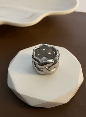 宽版编织镂空设计款戒指欧美轻奢