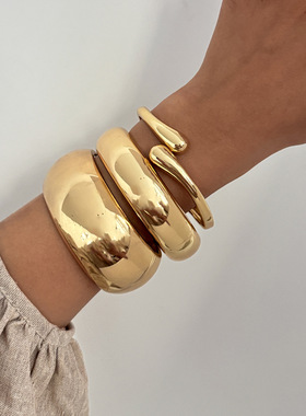 欧美跨境夸张ins风金属光面宽版