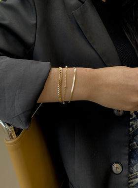 欧美风潮流金属圆珠链条手链套装