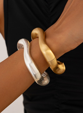 欧美风夸张Bracelet金属弹簧扣手