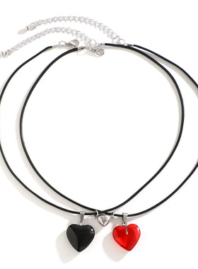 欧美跨境复古磁吸红色撞色心形情