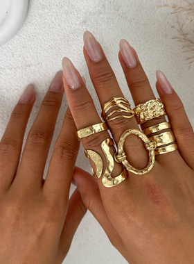 欧美跨境设计感金属交叉褶皱戒指