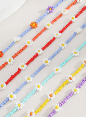 欧美跨境饰品简约甜酷撞色串珠项