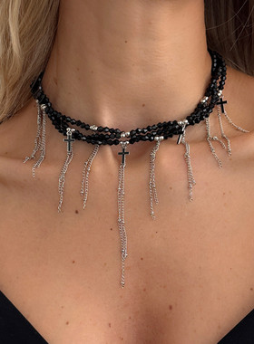 欧美跨境ins风镶钻十字架爱心吊